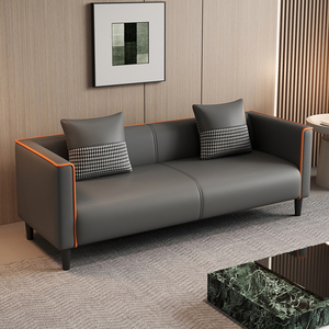 Juego de Sofás Seccionales de Cuero Beige Nórdico para Apartamentos Pequeños, Forma Rectangular, Dos Plazas con Relleno de Esponja, Sofá para Sala de Estar - Product Image 5