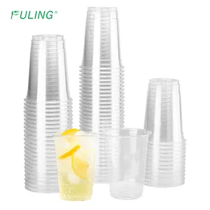 FULING logo kustom harga pabrik semua ukuran 9 oz 12oz 16oz 24oz 32oz cangkir plastik dengan tutup