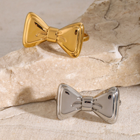 2024 nouveau lisse arc forme anneaux bijoux femmes 18K plaqué or acier inoxydable gros arc réglable anneau ouvert