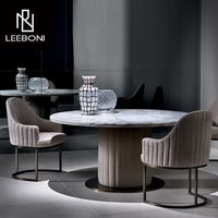 Table de salle à manger au design de luxe personnalisé à prix d'usine avec chaises Table de salle à manger italienne ronde avec dessus en marbre