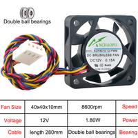 Ventilateur axial ACP4010-B5PWM ACP4010-12-PWM 4cm 40mm 40x40x10mm DC5V/12V 4 broches 9800 tr/min pour refroidissement du processeur Raspberry Pi