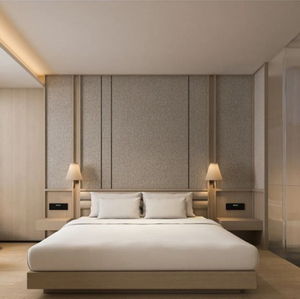 Juego de armario de cama estándar de cama doble de diseño moderno personalizado Bilido para apartamento de Hotel dormitorio de vacaciones HECHO DE Material de Panel de madera - Product Image 2