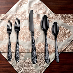 Modern Matte <b>Cutlery</b> <b>Set</b> With <b>Black</b> Dot Engraved Handle For Modern Dining Wedding Party Restaurant And Elegant Table Setting - Product Image 1
