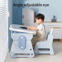 Ensemble Table et Chaise d'Étude pour Enfants Réglable en Hauteur, avec Tableau à Dessin, Petit Bureau de Lecture et Siège en Plastique pour la Maison et le Bureau
