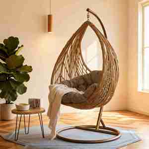 Sedia Sospesa da Balcone, Cesto Sospeso per Interni, <span class=keywords><strong>Altalena</strong></span> per Camera da Letto, Amaca da Esterno, Sedia in Rattan, Sedia a Dondolo - Product Image 3