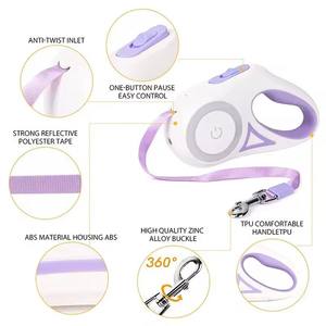 Correa retráctil de nailon extensible automática de 3m/5M para perro, ruleta para mascotas de alta resistencia con luces LED, tipo de collar de entrenamiento - Product Image 5