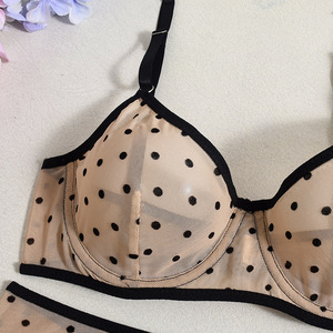 Nuevo Diseño Erótico, Conjunto de Lencería de 4 Piezas de Malla Transparente, Conjunto de Lencería Sexy y Transpirable con Estampado de Lunares - Product Image 4