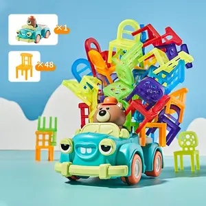 Samtoy – Mini chaise Montessori pour enfants, blocs d'équilibre éducatifs, jouets empilables avec voiture électrique, jouets, 49 pièces