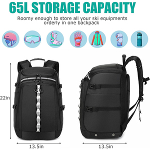65L Ski <b>Boot</b> Bag Backpack Anti Scratch Goggle Helmet Compartment Reflective Waterproof <b>Standing</b> Mat Snowboard <b>Boots</b> Travel Pack - Product Image 2
