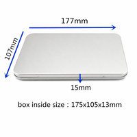 Boîte en métal étamé mat 177x107x15mm rectangulaire avec logo personnalisé imprimé, boîte à charnières pour cartes postales, cartes-cadeaux, maquillage