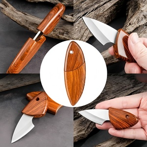 <b>Miniature</b> Stainless Steel Folding Pocket Knife, Wood Handle Small EDC Tool, Compact Accessory for Everyday Carry, Travel & Home - Product Image 4