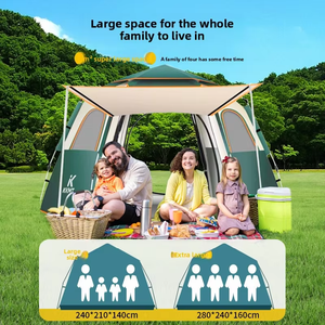 Carpa Hexagonal para Acampar al Aire Libre, Plegable, Portátil, de Apertura Rápida Automática, Impermeable, de Tela Oxford Gruesa, para 5-8 Personas, para las Cuatro Estaciones - Product Image 4