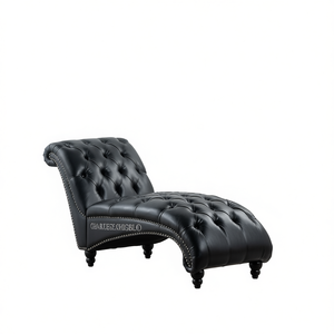 Chaise Longue Charlie & Chloe Senza Braccioli in Vera Pelle con Gambe Lavorate, Arredamento Moderno per Soggiorno - Product Image 1