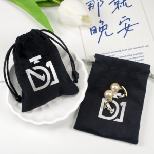 Bolsa de Terciopelo Negro con Cordón, Personalizada y Reciclable, para Envase de Perfume, en Oferta - Product Image 3