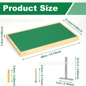 Wooden Storage <b>Shelf</b> Rectangle <b>Wall</b> <b>Mounted</b> Type For Building Blocks Display Rack Single Layer Home Decor Base - Product Image 5