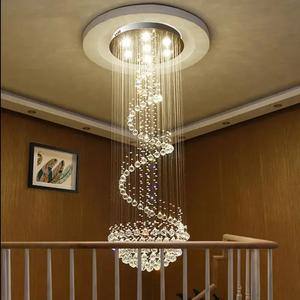 Very Long Hanging Staircase Pendant Lights Modern Spiral Sphere <b>Crystal</b> Drop <b>Chandelier</b> Light - Product Image 2
