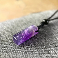 Collier pendentif barre en pierres de cristal, cadeau pierre de naissance de février, pour femmes et hommes, collier bâtonnet en quartz améthyste brut