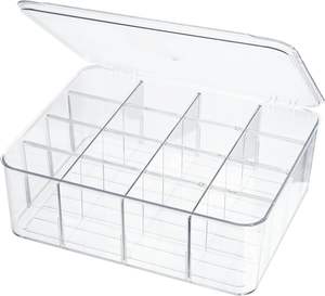 Caja de Almacenamiento de Cocina Moderna, Cuadrada, de Mimbre Acrílico, Transparente, Apilable, Multifuncional, Organizador de Tarjetas Pequeño con Tapa - Product Image 1