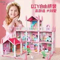 Grande maison de poupée de mode avec meubles miniatures, château de princesse en plastique ABS avec lumières, vente en gros
