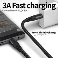 Câble de données coudé en nylon tressé de haute qualité PD 60W à charge rapide Type-C pour iPhone 15, batterie externe et écouteurs