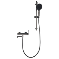 Ensemble de robinetterie de bain et de douche en acier inoxydable 304 sans plomb, mitigeur mural pour baignoire avec douchette à main et barre coulissante pour pommeau de douche