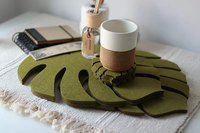 Dessous de verre rond en feutre café, protection de Table à manger, tapis de tasse résistant à la chaleur