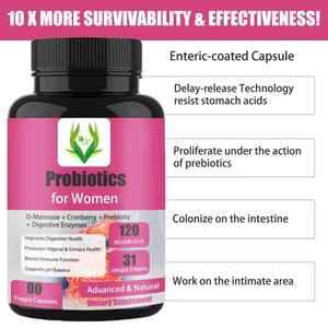 Private Label Probiotics for Women Capsules D-Mannose Cranberry Prebiotic Digestive Enzymes Improve Digestive Vaginal Health - Product Image 4