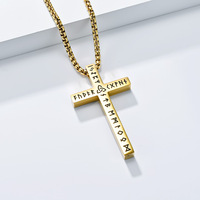Liontin Salib Viking Kristen Nordik Punk dari Baja Anti Karat, Perhiasan Kalung Rune Fashion untuk Pria, Grosir Religius