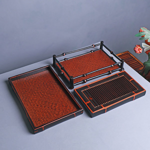 Rectangular Bamboo <b>Tea</b> <b>Tray</b> Vintage Style Dry Brewing Stand Chinese Design Durable Craft For <b>Tea</b> Sets - Product Image 1