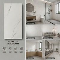 Carrelage en porcelaine aspect béton gris mat moderne 300x600 mm (12x24 pouces) antidérapant, rustique, pour sol et mur, idéal pour la décoration de salle de bain
