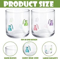 Ensemble de verres en verre motif ours de dessin animé (Jus/Vin/Cocktail) 14 oz, résistant à la chaleur, avec paille réutilisable, pour fêtes et baby showers