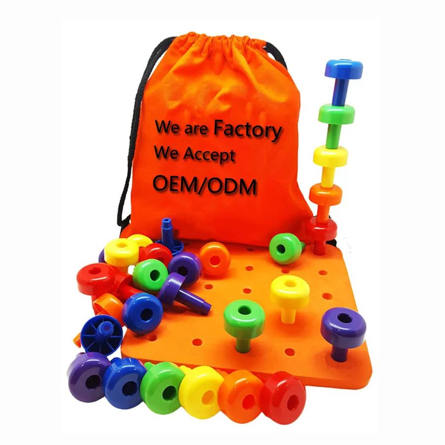 Wholesale kid family theme building blocks plastic peg Board Set Toy Educational Toy