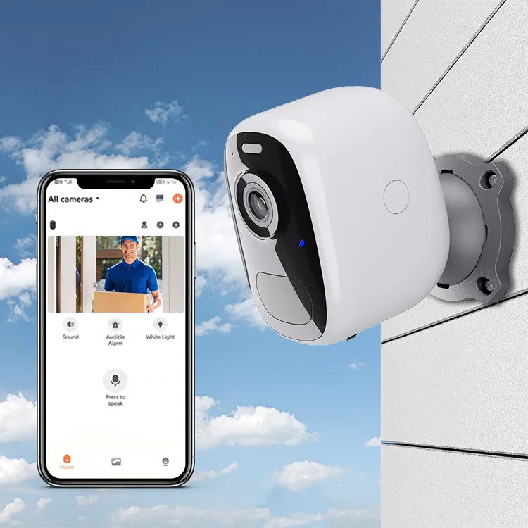 2022 Hot Sale 3mp Thuis Draadloze Beveiliging Videobewakingscamera 'S Laag Vermogen Oplaadbare Batterij Cctv Netwerkcamera