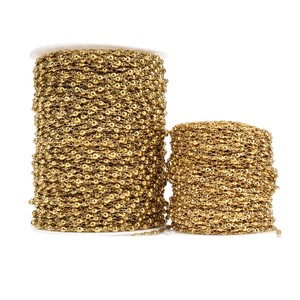 Cadena de Cuentas Redondas |   Cadena de Eslabones de Bolas de Acero Inoxidable con Baño de Oro PVD de 18K para la Fabricación de Joyería, Collares y Pulseras - Product Image 5