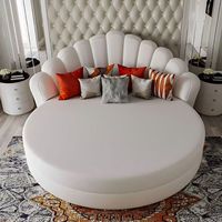 Lit rond rembourré en tissu doux de luxe au design élégant pour villa ou hôtel