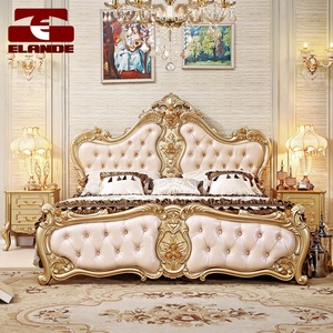 Lit double en cuir <span class=keywords><strong>champagne</strong></span> or <span class=keywords><strong>de</strong></span> style européen 1.8m, lit <span class=keywords><strong>de</strong></span> mariage <span class=keywords><strong>de</strong></span> princesse, <span class=keywords><strong>de</strong></span> luxe pour villa royal ou king size - Product Image 4