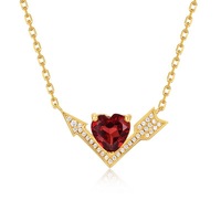 Vente en gros de nouvelle mode collier à breloques en argent sterling 925 plaqué or une flèche coeur motif géométrique simple style français