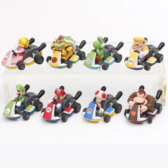 8 teile/satz Super-Mario Zurück im Auto Uhrwerk PVC Action figuren Modell Spielzeug Hände Sammlung Großhandel Sammlung Puppe