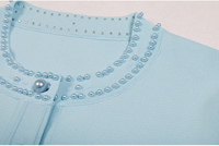 Ensemble élégant tricoté SR2510 de haute qualité : Cardigan élastique et robe sans manches à volants avec décoration de perles