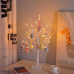 24inch Pin hoạt động USB thắp sáng cây phục sinh với bộ đếm thời gian Led cây Bạch Dương với 8 Trứng Đồ trang trí trong nhà bàn trung tâm ánh sáng - Product Image 2