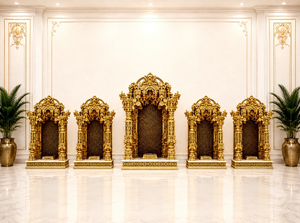 Traditional Golden Swaminarayan Hindu <b>Temple</b> Community Hall Custom-Made Teak <b>Wood</b> Set New Arrival Durable Indoor Use Worship - Product Image 6