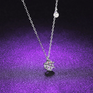 Collana con Pendente in <span class=keywords><strong>Argento</strong></span> Sterling 925 con Moissanite Colorata da 1 Carato Taglio Rotondo, Gioielli Classici con Diamanti e Perle Multicolore all'Ingrosso dalla Cina - Product Image 3