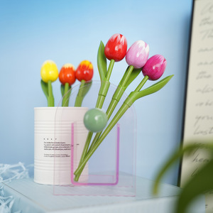 Tulipanes de Madera Pintados a Mano, Flores Artificiales Multicolores, Decoración de Primavera para el Hogar, Estilo Moderno, Regalo - Product Image 3