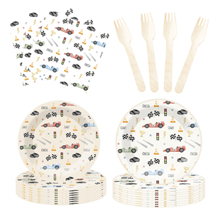 DAMAI - Juego de Decoración para Fiestas Infantiles al por Mayor, Platos de Papel con Temática de Autos, Mantel, Juego de Vajilla Desechable para Fiestas - Product Image 3