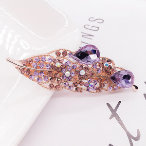 Usine de vente en gros personnalisé <span class=keywords><strong>crocodile</strong></span> tissu recouvert de barrettes pinces à cheveux en métal <span class=keywords><strong>pince</strong></span> à cheveux avec strass - Product Image 5