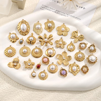Colorpinky rétro doré fleur coquille accessoires en acier inoxydable pendentifs collier de luxe pendentifs bricolage bijoux artisanaux