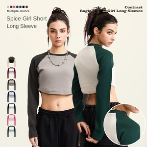 Ingrosso 2025 nuova primavera abbigliamento quotidiano Sexy alta elasticizzato a <span class=keywords><strong>manica</strong></span> <span class=keywords><strong>lunga</strong></span> Top Cropped Cool da ragazza Slim in cotone tinta unita t-shirt da donna - Product Image 4