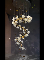 Suspension florale en verre de style nordique pour plafond, loft, hôtel, villa, hall d'entrée ou escalier, décoration de mariage, avec hauteur réglable
