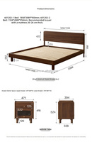 Lit flottant en bois 601202, lit king size moderne et organique, ensemble de chambre à coucher de luxe pour salon
