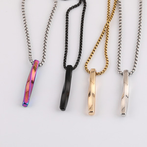 Collier long minimaliste torsadé en spirale, pendentif en alliage de zinc, chaîne de pull unisexe tendance, noir, or irisé, blanc K - Product Image 5